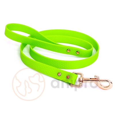 anipro Hexagon повод водоустойчива лента хексагон 20мм/120см неоново зелен с карабинка розово злато