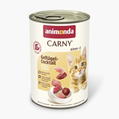 Carny Kitten - Консервирана храна за котки до 12 месеца - птиче коктейл, 400 гр. / 12 бр. стек.