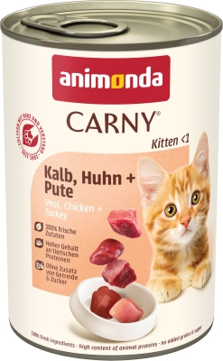 Carny Kitten 400 г телешко + пиле + пуйка / 12 бр.  СТЕК