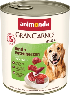 GranCarno® Adult говеждо и патешки сърца, 800 гр, (6 бр./стек)