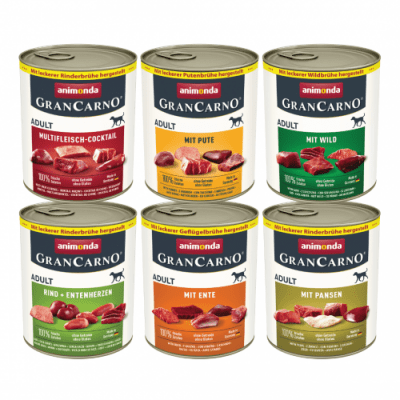 GranCarno Adult Mix 6х800 г - мултикоктейл, пуйка, дивеч, телешко и п.сърца, патешко, шкембе