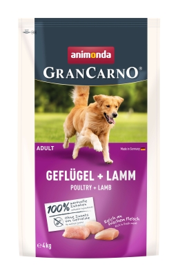 GranCarno Adult - суха храна за израснали кучета с птиче и агнешко, 4 кг