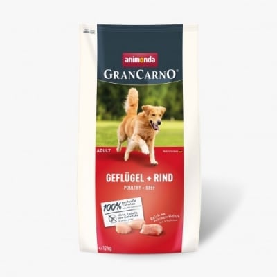 GranCarno Adult - суха храна за израснали кучета с птиче и говеждо,12 кг