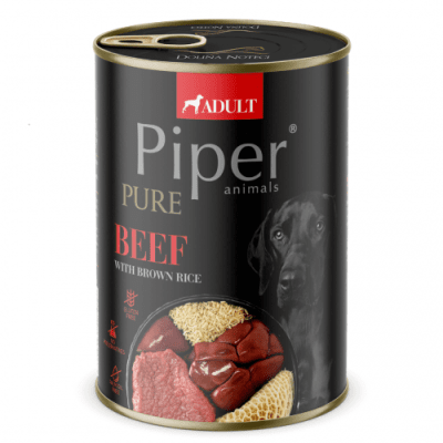 PIPER  PURE  Dog Adult храна за кучета с говеждо и кафяв ориз, 400 г