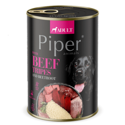 Piper Adult Dog - Консервирана храна за кучета с говеждо шкембе и червено цвекло, 400 гр.