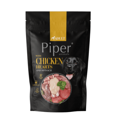 Piper Adult Dog пауч за кучета с пилешки сърца и спанак, 500 г