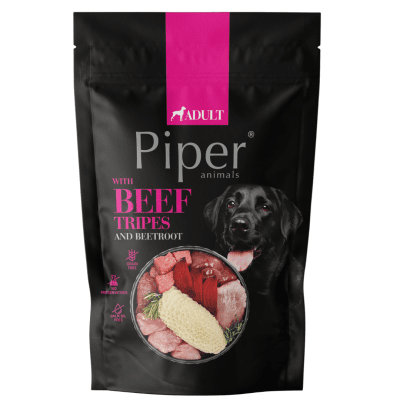 Piper Adult Dog - Пълноценна храна за израснали кучета от всички породи - пауч с говеждо шкембе и цвекло, 500 гр.