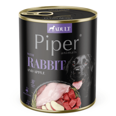 Piper Adult Dog - Пълноценна храна за кучета със заешко и ябълки - Консерва, 800 гр.
