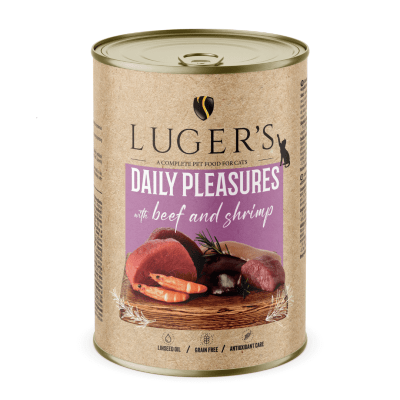 Luger`s Cat храна за котки с говеждо и скариди, 400 г, 6 бр./стек