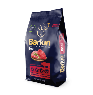 Barkin High Premium Beef - Пълноценна храна за израснали кучета от всички породи с говеждо - гранули, 15 кг