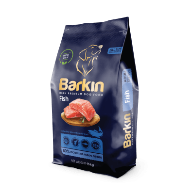 Barkin High Premium Fish суха храна за израснали кучета от всички породи, за блестяща козина и здрава кожа, с риба, 15 кг