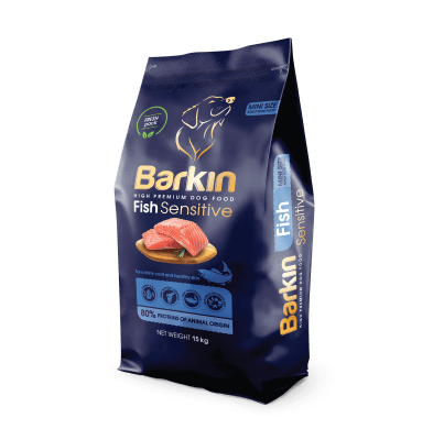 Barkin High Premium Fish суха храна за израснали кучета от малки и мини породи, за блестяща козина и здрава кожа, с риба, 15 кг