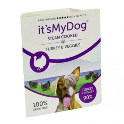 It’s My Dog Steam Cooked - консервирана храна за кучета приготвена на пара, пуешко и зеленчуци, 7х395 г