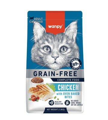 Wanpy Grain Free - суха храна за котки с пилешко, без зърно, 1.5 кг