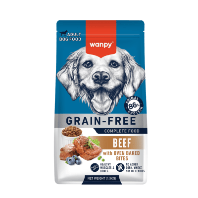 Wanpy Grain Free - суха храна за кучета с говеждо, 1.5 кг