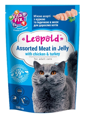 Leopold Cat пауч за котки с пиле и пуйка, 24х100 г