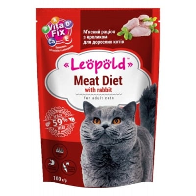 Leopold Cat пауч за котки със заешко, 24х100 г