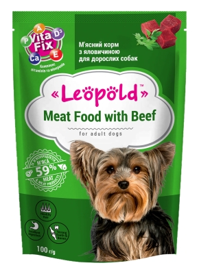 Leopold Dog пауч за кучета с говеждо, 24х100 г