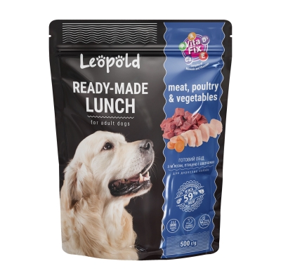Leopold Dog пауч за кучета с птиче месо и зеленчуци, 12х500 г