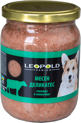Leopold Dog храна за кучета с говеждо и зеленчуци, буркан, 6х500 г