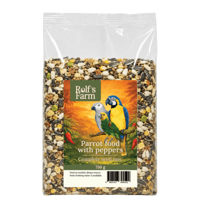 Rolf's Farm Parrot Food with Peppers - пълноценна храна за големи папагали, с добавени люти чушки, 750 г