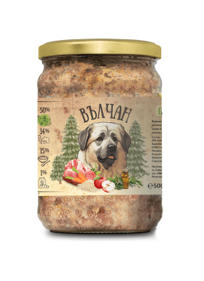 Вълчан - храна за кучета с пилешко, свинско и зеленчуци, 8 х 500 г