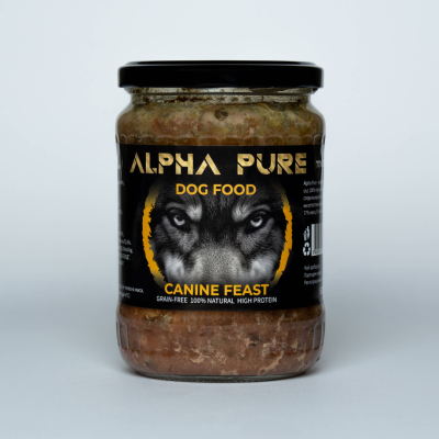 Alpha Pure - Стерилизирана храна за кучета с пилешко и зеленчуци, 8х500 г стек