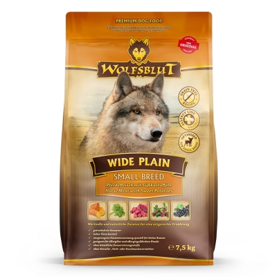 Wolfsblut Wide Plain Small Breed суха храна за дребни породи кучета с конско и сладки картофи, 7.5 кг