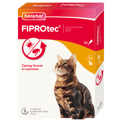 ПРОМО /81+27/ beaphar Fiprotec противопаразитни пипети за котки, 3 бр