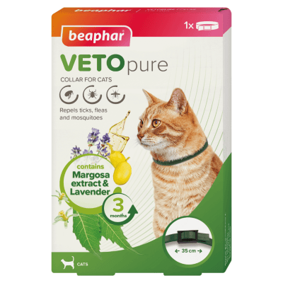 Репелентен нашийник за котки Veto pure Bio Collar - с маргоза и лавандула, 35 см, 3 месеца действие