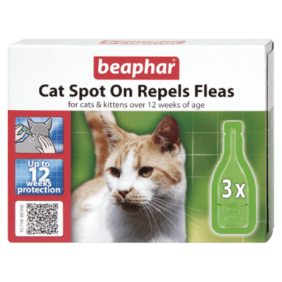 Beaphar Cat Spot On Repels Fleas капки против бълхи за котки и котенца над 12 седмици, 3 пипети