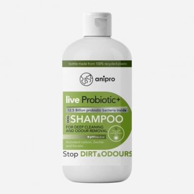 anipro Live Probiotic+ Stop Dirt &amp; Odours - пробиотичен шампоан за кучета против миризми и упорити замърсявания, 250 мл