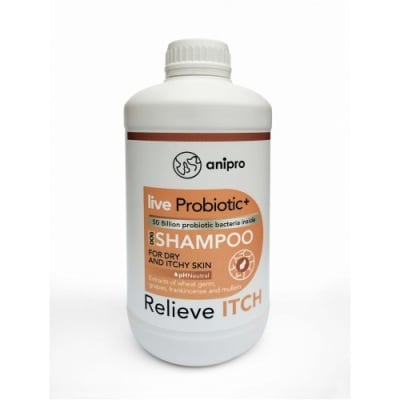 anipro Live Probiotic+ Reliеve Itch - пробиотичен шампоан за кучета при суха и сърбяща кожа,1000 мл