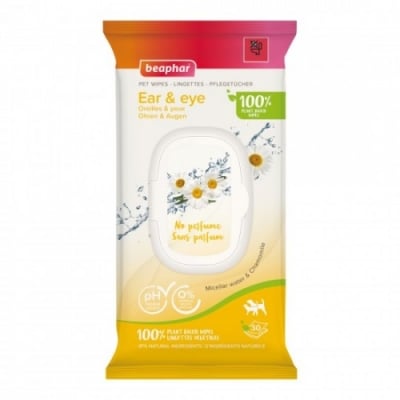 Beaphar Pet Wipes Eye&amp;Ear биоразградими мокри кърпички за очи и уши с лайка и мицеларна вода
