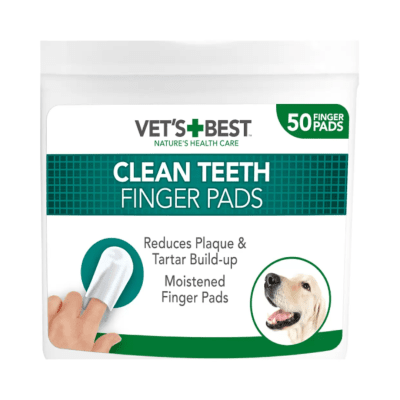 Vet’s Best Clean Teeth Finger Pads – Дентални кърпички за кучета с аромат на мента, 50 бр