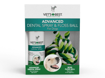 Vet`s Best Advanced Dental Spray, Дентален сперй и играчка въже, 120мл