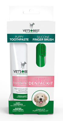 Vet`s Best Puppy Dental Kit, комплект за малки кучета, паста 100гр + четка напръстник