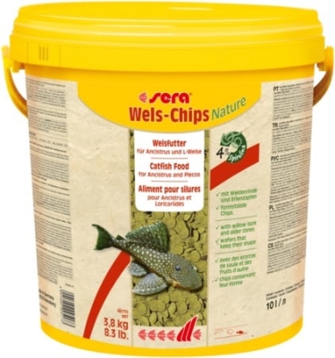 sera Wels-Chips Nature за придънни рибки - 10000 мл, 3.8 кг