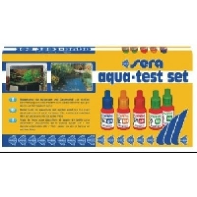 "Sera aqua test set" - Tестове за точно определяне на: pH ( 4,5 до 9.0); GH; KH; NO2