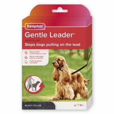 Beaphar Gentle Leader повод срещу дърпане за куче, черен, средни породи
