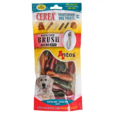 Antos Cerea Brush - Вегетариански, безглутенови дентални кучешки пръчици за всяка възраст 7 см, 150 г / 20 бр пакет