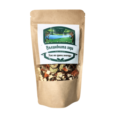 Вълшебната гора  „Сушени Зеленчуци“ - натурална храна за зайци, морски свинчета и други малки животни, микс сушени зеленчуци, 350 г