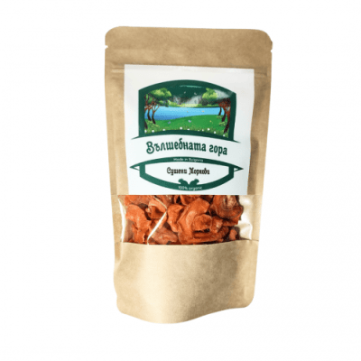  Вълшебната гора  „Сушен морков“ - натурална храна за зайци, морски свинчета и други малки животни, 100% натурални сушени моркови 100 г