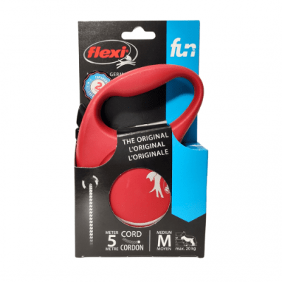 flexi FUN M 5 м въже, червен, за кучета до 20 кг
