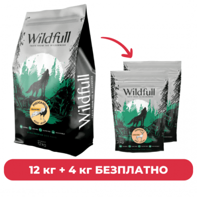 ПРОМОПАКЕТ Wildfull Dog Pheasant All Size, 12 кг + 2 х Wildfull Dog Venison Mini Size, 2 кг