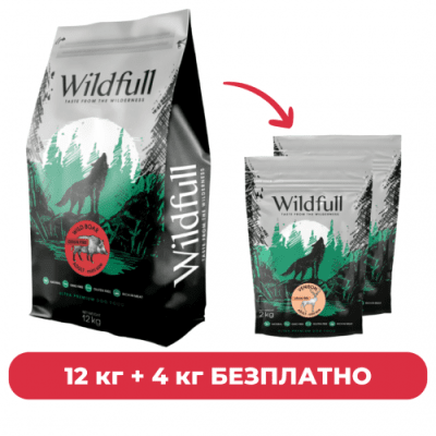 ПРОМОПАКЕТ Wildfull Dog Wildboard Mini Size, 12 кг + 2 х Wildfull Dog Venison Mini Size, 2 кг