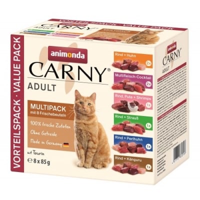 Carny Pouch Adult Multipack паучове за котка кутия (8 x 85 г), (8 бр./стек)