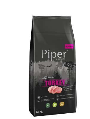 Piper Turkey Junior, Храна за кученца до 1 година, с прясно пуешко, 12кг