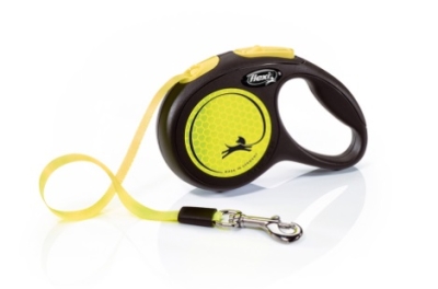 flexi Classic Neon S - 5 м лента, жълт, до 15 кг - светлоотразителен