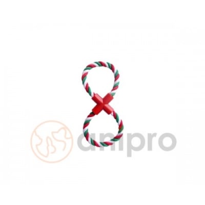 anipro Играчка въже осмица бяло/зелено/червено 28 см, 110-120 г